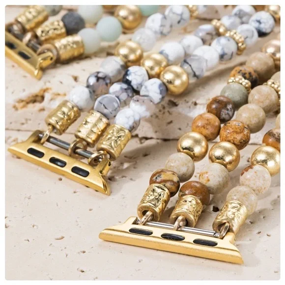 Howlite Stone & Beads Apple Watch Band - Picture 2 of 3